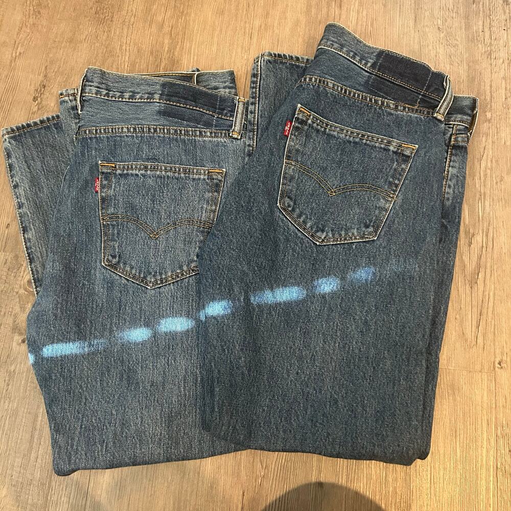 Pack of 2 Levis 501 Jeans Mens 34x30 Blue Medium Wash Button Fly Straight Leg